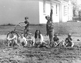 Planting the garden at Spaulding, 1969. 