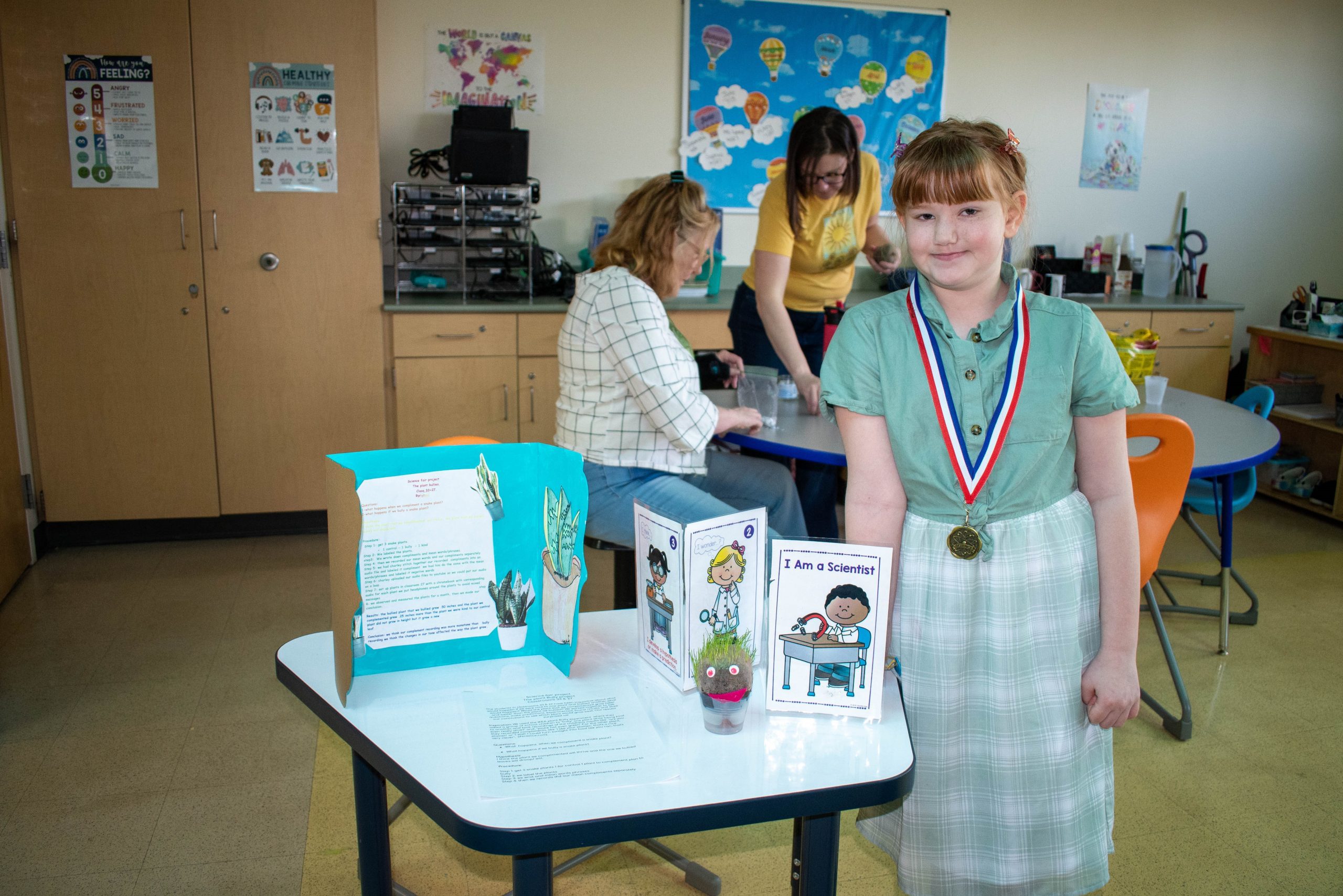 Spaulding Academy & Family Services Annual Science Fair 2023. Spaulding Academy students choose experiments to perform, then earn medals and ribbons for their creativity and scientific skills. Family and friends visit the school for this annual Spaulding event to review the student projects.